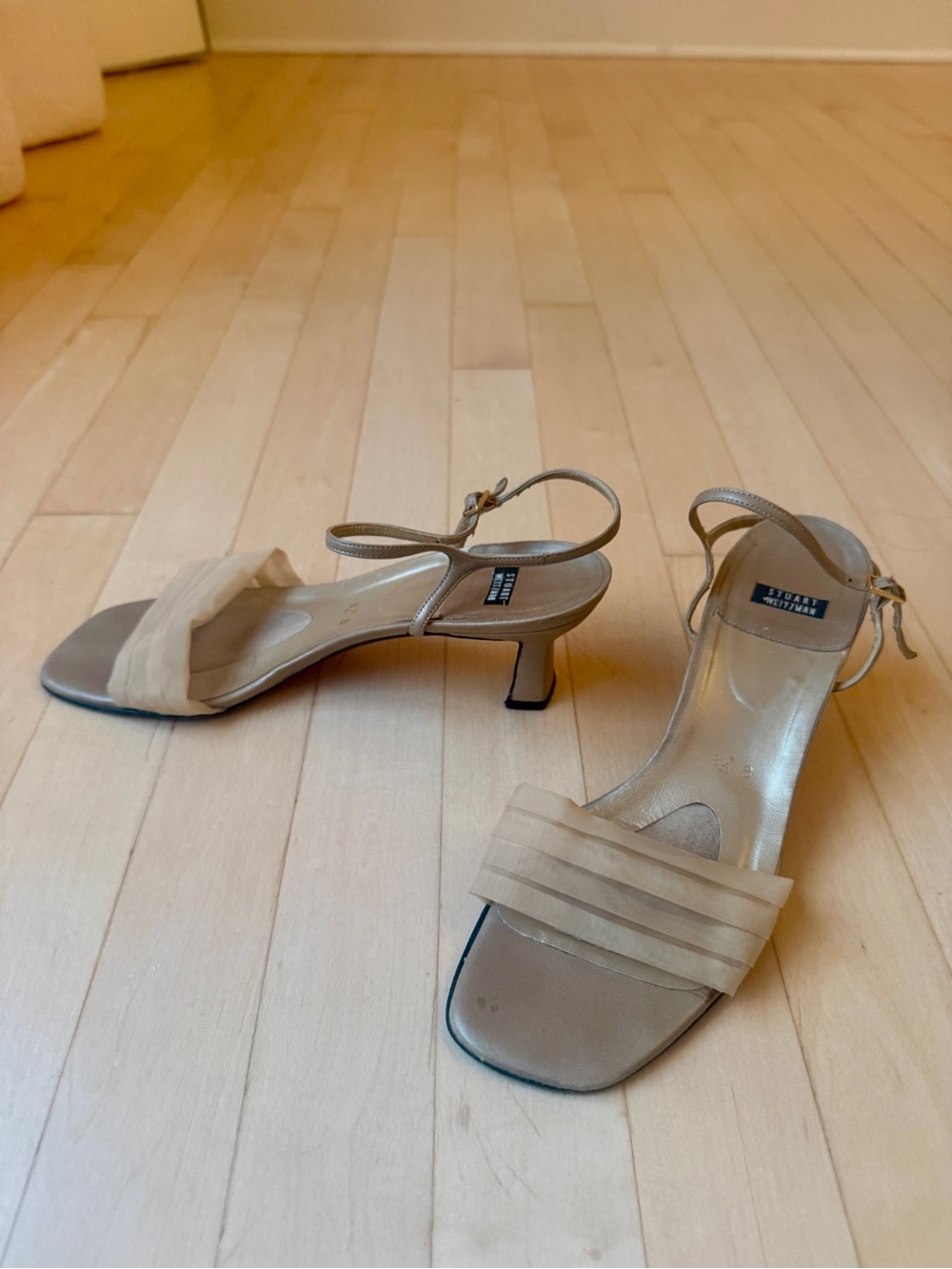 Stuart Weitzman Sandals Nude Slingback Kitten Heel